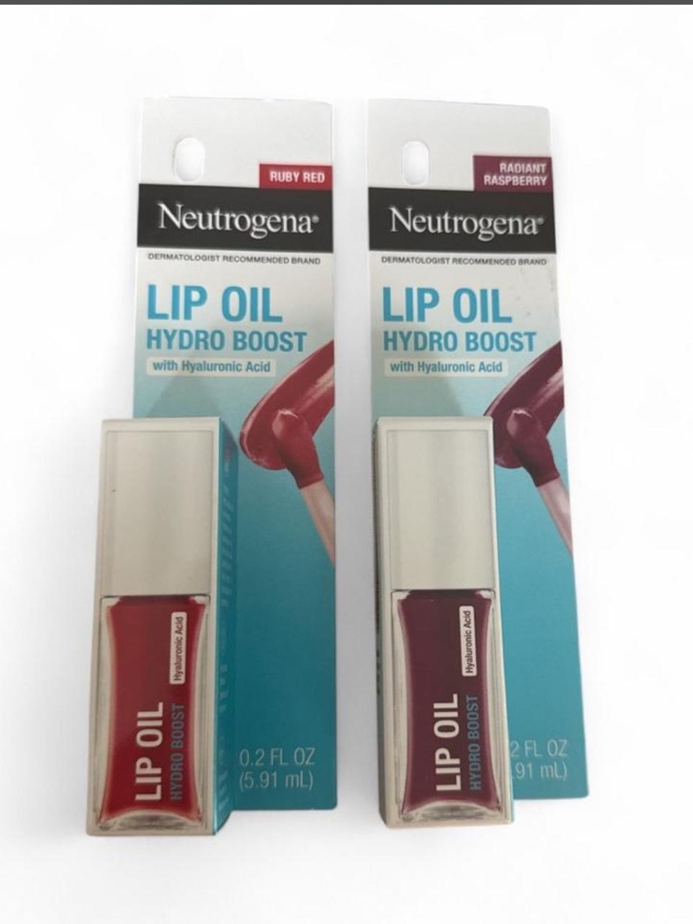 Neutrogena Lip Oil Hydro Boost — Ruby Red & Radiant Raspberry